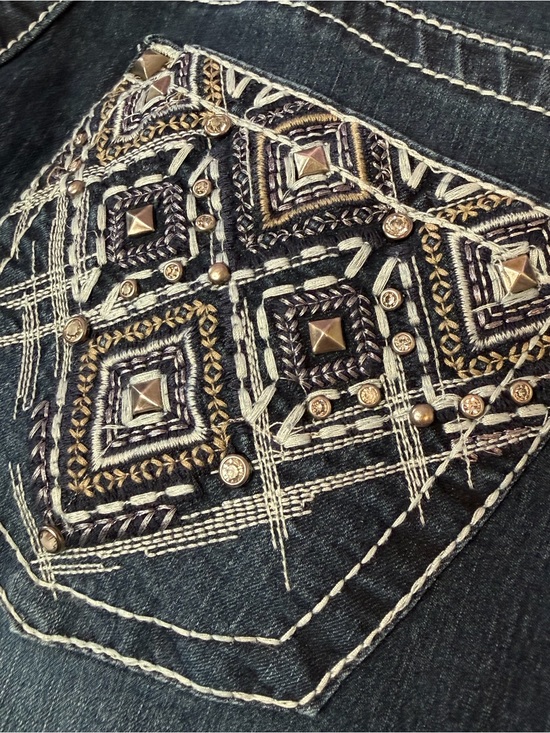 Love Nation Denim - Love Nation Dark Blue Jeans with Gold & Silver Embellishment